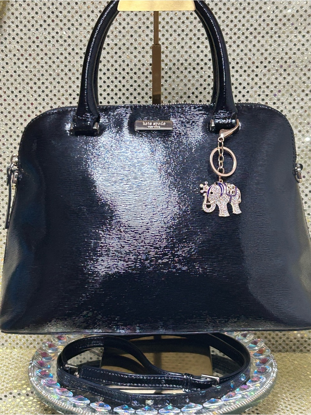 kate spade NY Bixby Place Carli Black Patent Leather Satchel Approx. 11 x 9 x 5
